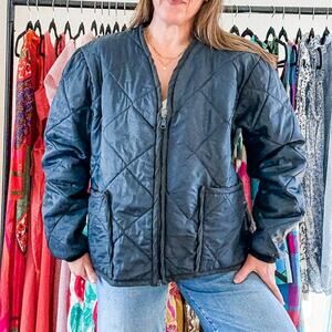 Vintage 70s military Quilted jacket liner Navy Large Unisex M Rubin and Sons USA